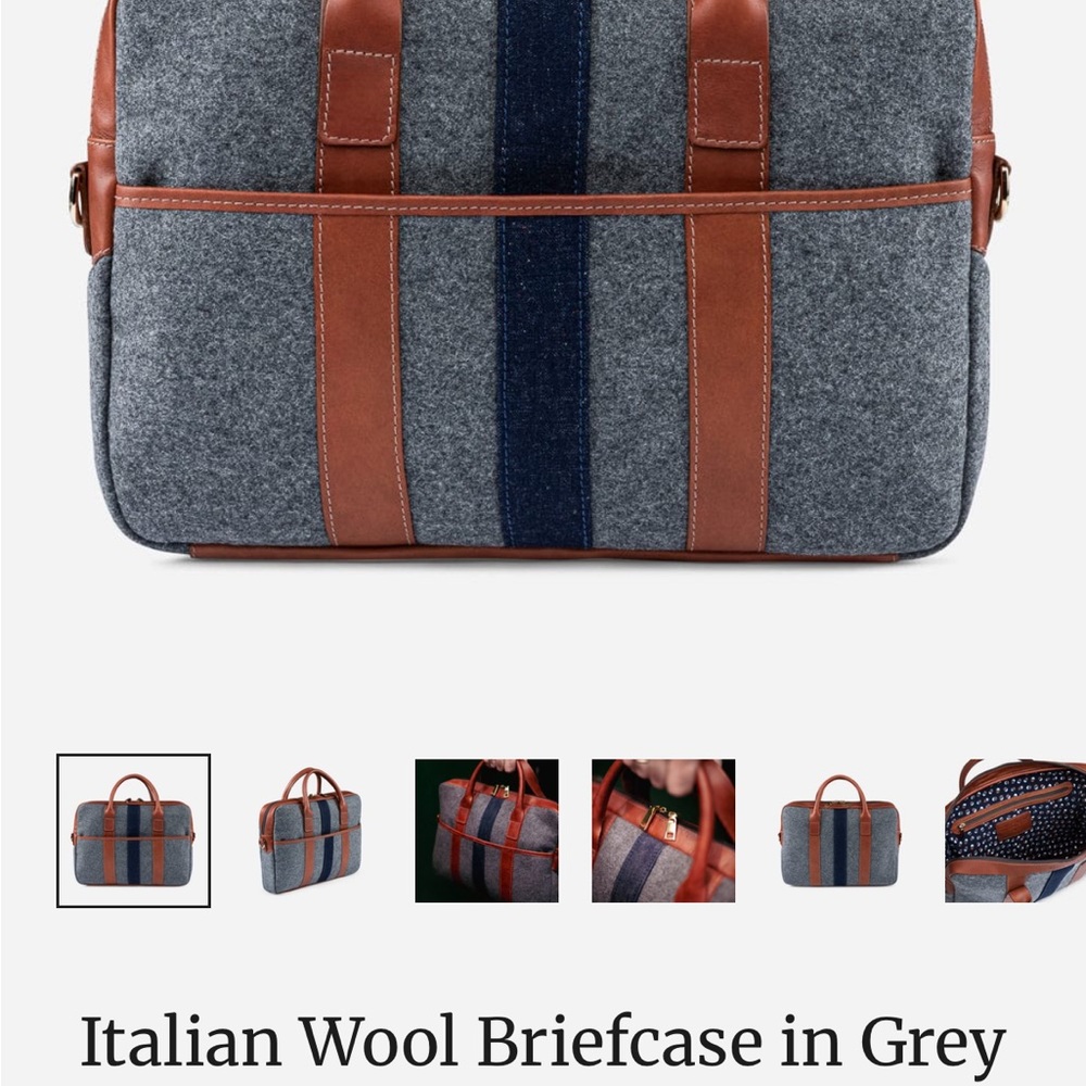 Monte & Coe Italian Wool Briefcase in Gray and Brown